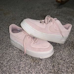 Nike Air Force One’s 7.5, pink suede